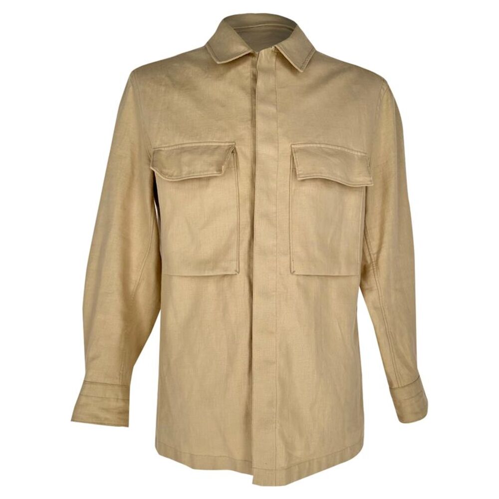 Zegna Oasi Lino Overshirt in Beige Linen